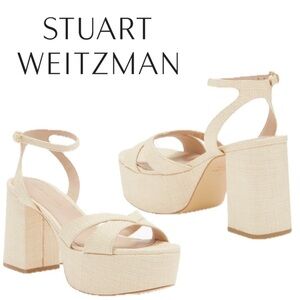 🆕 Stuart Weitzman Miami Platform Sandals in Natural Raffia